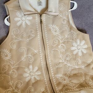 Bestow Embroidered Faux Suede/Faux Fur Vest